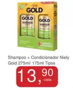 Mineirão Atacarejo Shampoo + Condicionador Niely Gold Tipos oferta