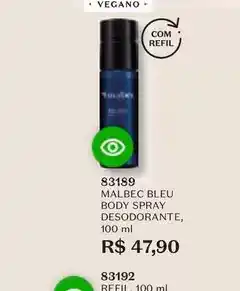 O Boticário Malbec - bleu body spray desodorante oferta