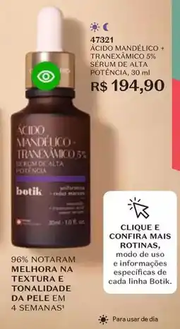 O Boticário Confira - acido mandelico + tranexamico 5% serum de alta potência oferta