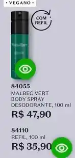 O Boticário O boticario - malbec vert body spray desodorante oferta