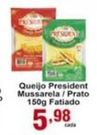 Rossi Supermercado Queijo President Mussarela/ Prato 150g Fatiado oferta