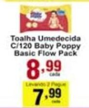 Rossi Supermercado Toalha Umedecida c/120 baby Poppy Basic Flow Pack oferta