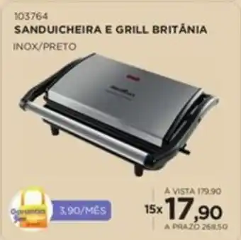 Benoit Sanduicheira e grill britânia inox/preto oferta