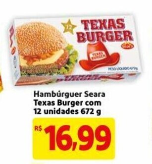 Mercado Extra Hamburguer Seara Texas Burger com 12 unidades 672g oferta