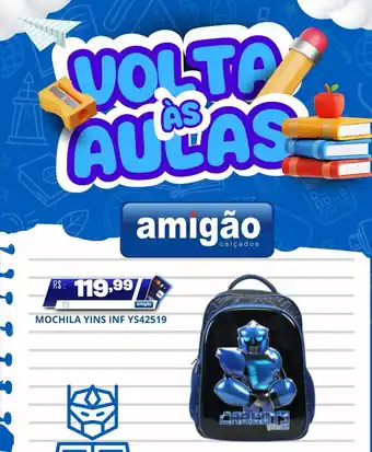 Amigão Calçados Mochila yins inf ys42519 oferta