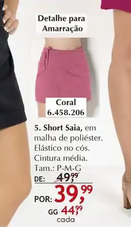 Quatro Estações Short Saia, oferta