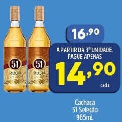 Arena Atacado Cachaca 51 Selecao 965ml oferta