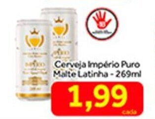 Shibata Supermercados Cerveja Imperio Puro Malte Latinha 269ml oferta