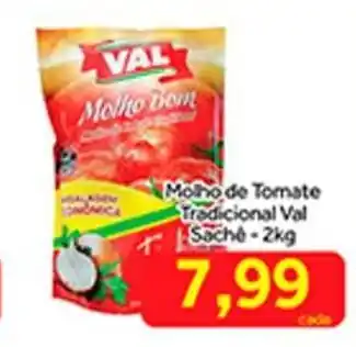 Molho de Tomate Tradicional Val sache 2kg