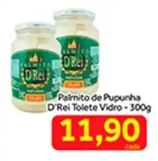 Shibata Supermercados Palmito de Pupunha D'Rei Tolete vidro 300g oferta