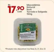 Supper Rissul Macadamia natural nuts cada torrada e salgada oferta