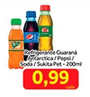 Shibata Supermercados Refrigerante Guarana Antarctica/ Pepsi/ Soda/ Sukita Pet 200ml oferta