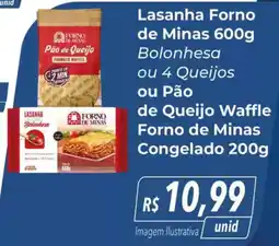 Hiper Moreira Lasanha Forno de Minas Bolonhesa ou Pão de Queijo Waffle Forno de Minas Congelado oferta