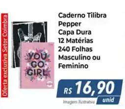 Hiper Moreira Caderno Tilibra Pepper Capa Dura 12 Matérias 240 Folhas Masculino ou Feminino oferta