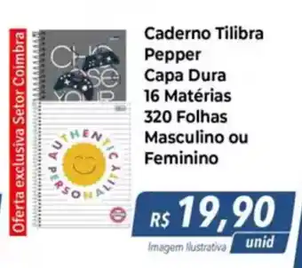 Hiper Moreira Caderno Tilibra Pepper Capa Dura 16 Matérias 320 Folhas Masculino ou Feminino oferta