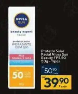 Coop Protetor Solar Facial Nivea sun Beauty FPS 50 50g tipos oferta