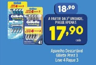 Arena Atacado Aparelho Descartavel Gillette Prest 3 Leve 4 Pague 3 oferta