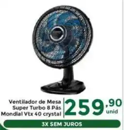 Comercial Esperança Ventilador de Mesa Super Turbo 8 Pás Mondial Vtx 40 crystal oferta