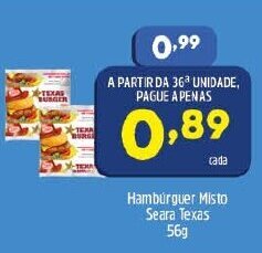 Arena Atacado Hamburguer Misto Seara Texas 56g oferta