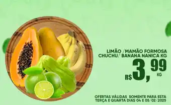 Supermercado Bernardão Limão/mamão formosa chuchu banana nanica oferta