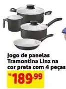 Mercado Extra Tramontina - jogo de panelas linz na cor preta com 4 peças oferta