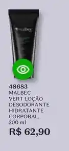 O Boticário Malbec - vert loção desodorante hidratante corporal oferta