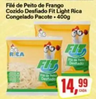 Rede Supermarket Filé de Peito de Frango Cozido Desfiado Fit Light Rica Congelado Pacote oferta