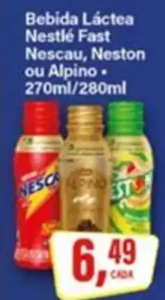 Rede Supermarket Bebida Láctea Nestlé Fast Nescau, Neston ou Alpino. oferta