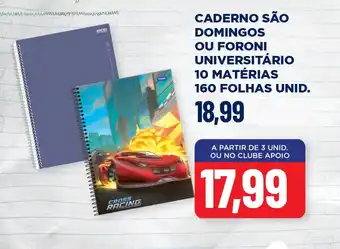 Apoio Mineiro Caderno são domingos ou foroni universitário 10 matérias 160 folhas unid. oferta