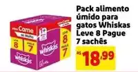 Extra Whiskas - pack alimento úmido para gatos leve 8 pague 7 sachês oferta