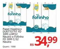 Supermercados Koch Papel Higiênico DUETTO FIT FD 30M L24P22 Neutro e Fofinho FD 30M C/32 Neutro oferta