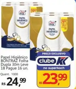 Supermercados Koch Papel Higiênico BONTRAZ Folha Dupla 30m oferta