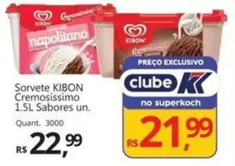 Supermercados Koch Sorvete KIBON Cremosissimo Sabores un. oferta