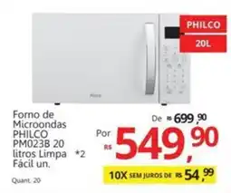 Supermercados Koch Forno de Microondas PHILCO PM023B 20 litros Limpa Fácil un. oferta