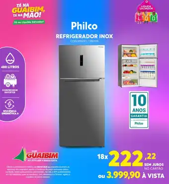 Lojas Guaibim Philco refrigerador inox oferta