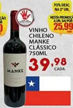 Supermercado Porecatu Vinho chileno manke clássico oferta