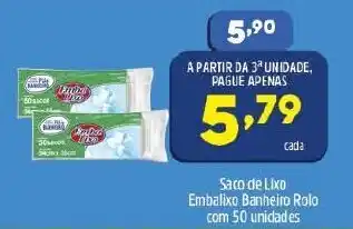 Saco de Lixo Embalixo Banheiro Rolo com 50 unidades