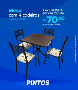 Lojas Pintos Mesa com 4 cadeiras oferta