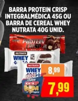 CoopBom Barra protein crisp integralmédica ou barra de cereal whey nutrata unid. oferta