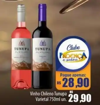 Proença Supermercados Vinho Chileno Tunupa Varietal oferta