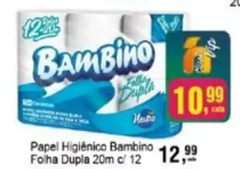 Negreiros Papel Higiênico Bambino Folha Dupla 20m c/ 12 oferta