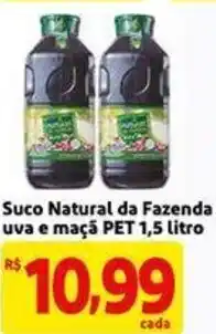 Mercado Extra Suco Natural de Fazenda uva e maca Pet 1.5L oferta