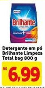 Mercado Extra Detergente em po Brilhante Limpeza Total bag 800g oferta