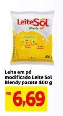 Mercado Extra Leite em po modificado Leite Sol Blendy pacote 400g oferta