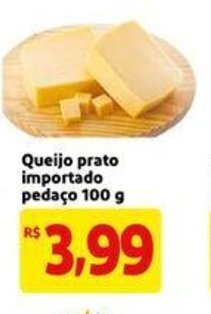 Mercado Extra Queijo prato importado pedaco 100g oferta