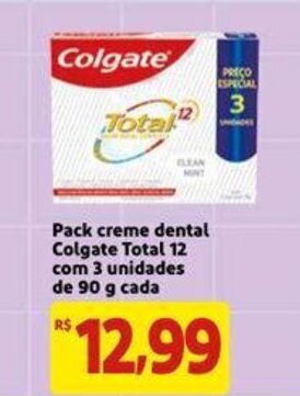 Mercado Extra Pack creme dental Colgate Total 12 com 3 unidades de 90g cada oferta