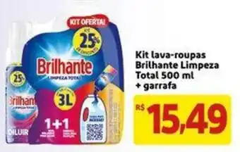 Kit lava roupas Brilhantes Limpeza Total 500ml + garrafa