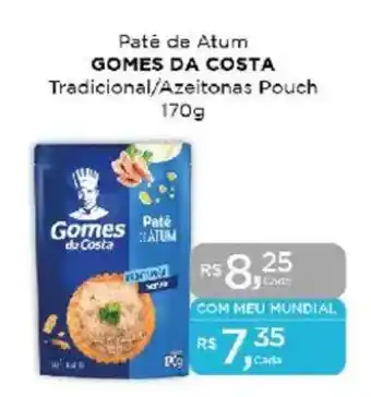 Supermercados Mundial Paté de Atum GOMES DA COSTA Tradicional/Azeitonas Pouch oferta