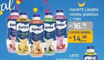 Supermercados Mundial Iogurte líquido varios sabores oferta