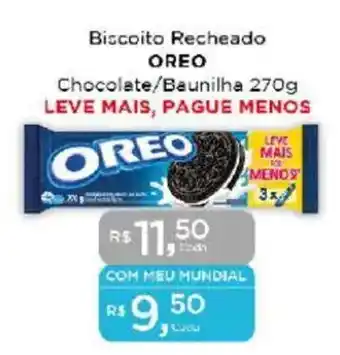 Supermercados Mundial Biscoito Recheado OREO Chocolate/Baunilha oferta